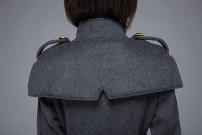 Gray coat, womens coat, wool coat, winter coat, long coat, gray wool coat, womens wool coat, double breasted coat, coat with pockets C1220