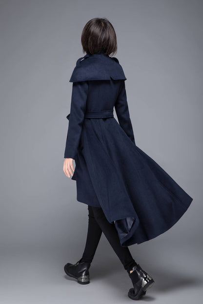 long trench coat, wool coat, midi coat, womens coat, winter coat, Asymmetrical coat, swing coat, long wool coat, vintage long coat c1221