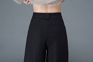 Black pants, womens pants, wool pants, black long pants, wide leg pants, casual pants, winter pants, maxi pants with pockets C1179