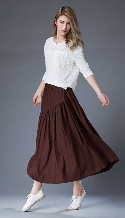 Midi summer casual Linen skirt   C856