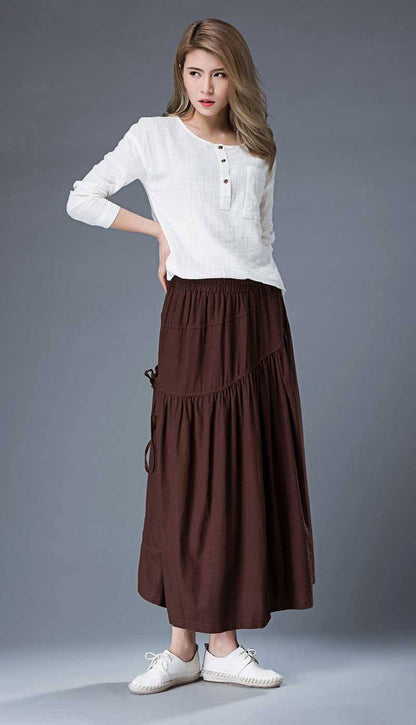 Midi summer casual Linen skirt   C856