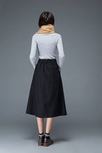 Load image into Gallery viewer, black skirt, wool skirt, womens skirts, midi skirt, pleated skirt, pocket skirt, winter skirt, warm skirt, work skirt, skirt C1181
