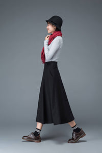 Black skirt, wool skirt, winter skirt, warm skirt, long skirt, black wool skirt, winter warm skirt, long wool skirt, pockets skirt C1182
