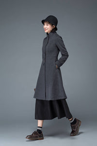 gray coat, wool coat, winter coat, womens jacket, dress coat, grey wool jacket, midi coat, stylish coat, modern coat, ladies coats C1185