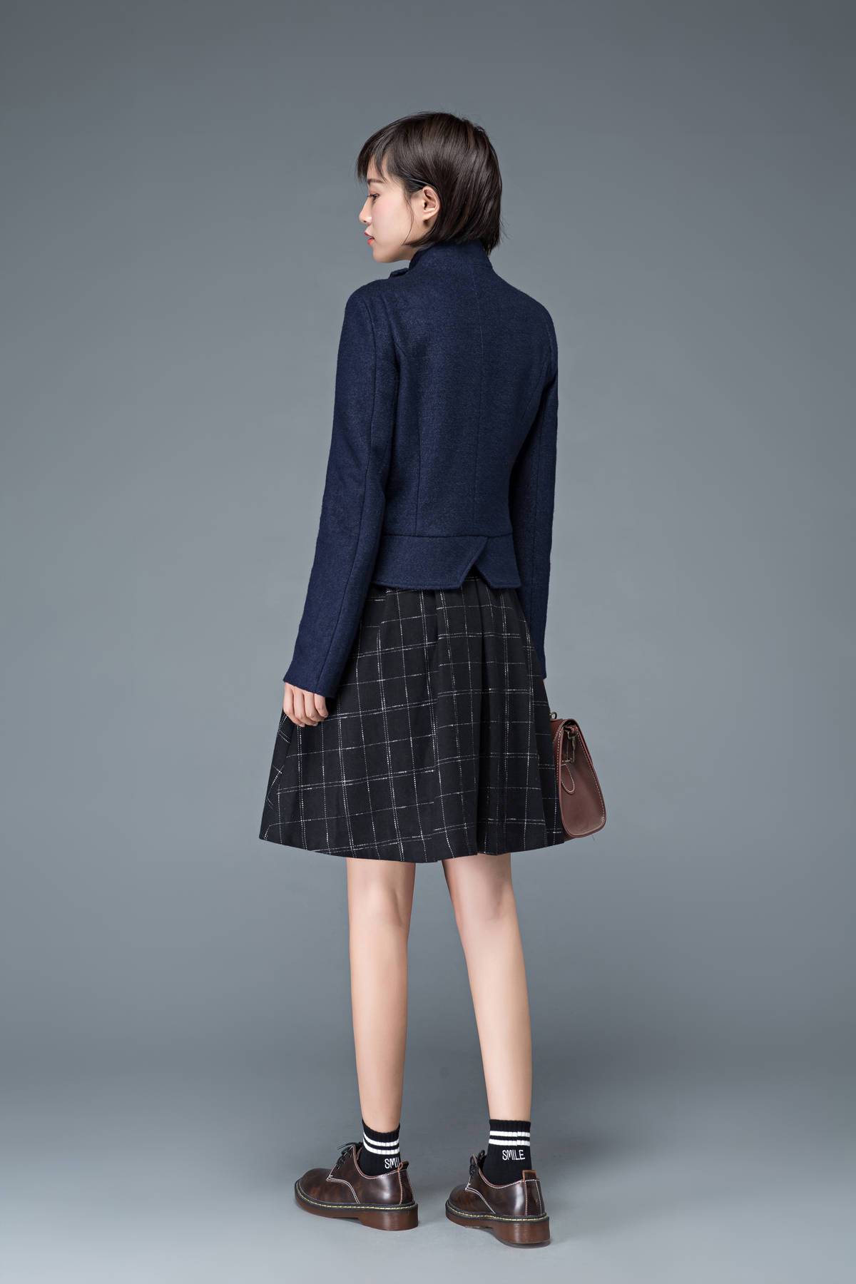 blue wool coat, winter warm wool jacket, womens jacket, blue asymmetrical coat, mini wool jacket, womens coat, blue coat, winter coat C1187