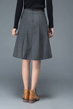 Load image into Gallery viewer, Gray wool skirt, midi skirt, pleated skirt, knee length skirt, uniform style skirt, winter warm skirt, maxi skirt, woman skirt C1195
