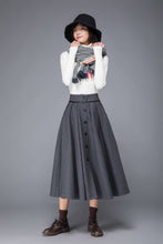 Load image into Gallery viewer, wool skirt, gray skirt, womens skirt, wool pleated skirt, wool wrap skirt, winter skirt, gray wool skirt, pockets skirt, long skirt  c1223
