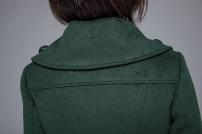 winter coat, mini coat, green coat, wool coat, women coat, asymmetric coat, coat with pockets, warm coat, vintage wool coat, coat C1227