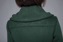 Load image into Gallery viewer, winter coat, mini coat, green coat, wool coat, women coat, asymmetric coat, coat with pockets, warm coat, vintage wool coat, coat C1227
