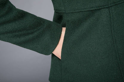 winter coat, mini coat, green coat, wool coat, women coat, asymmetric coat, coat with pockets, warm coat, vintage wool coat, coat C1227