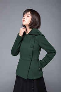 winter coat, mini coat, green coat, wool coat, women coat, asymmetric coat, coat with pockets, warm coat, vintage wool coat, coat C1227