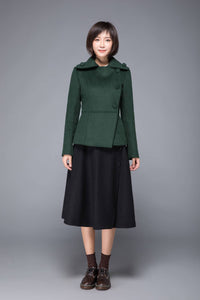 winter coat, mini coat, green coat, wool coat, women coat, asymmetric coat, coat with pockets, warm coat, vintage wool coat, coat C1227
