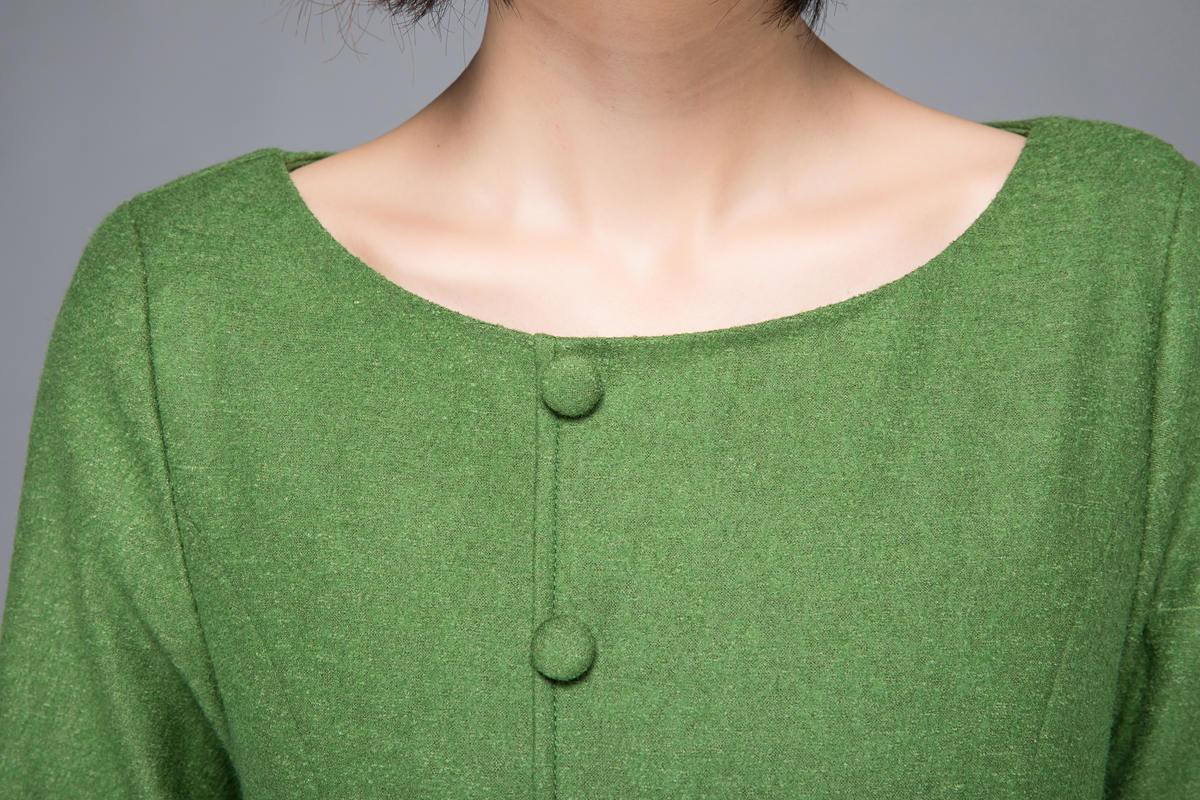 Long green dress, Warm dress, Wool winter dress, Elegant dress, Women dress, Tailored dress, Maxi dress, spring dress, Classic dress,  C1230