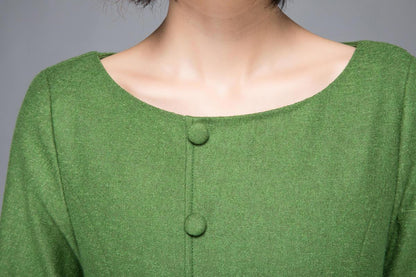 Long green dress, Warm dress, Wool winter dress, Elegant dress, Women dress, Tailored dress, Maxi dress, spring dress, Classic dress,  C1230