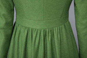 Long green dress, Warm dress, Wool winter dress, Elegant dress, Women dress, Tailored dress, Maxi dress, spring dress, Classic dress,  C1230