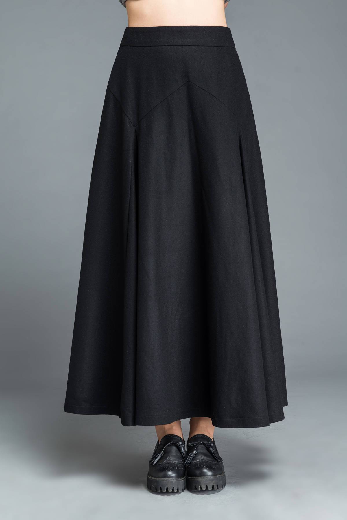  Women's Winter Elegant Warm Long Skirt Wool Maxi