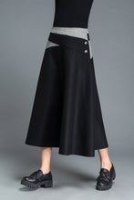 Load image into Gallery viewer, Black wool skirt, winter skirt, A line skirt, patchwork skirt, woman skirt, warm winter skirt, midi skirt, womens skirt, custom skirt C1215
