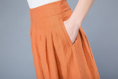 Wide leg spring linen pants for women C1042