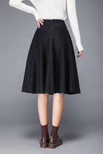 Load image into Gallery viewer, skirt with pockets, warm winter skirt, black wool skirt, midi skirt, pleated wool skirt, ladies skirt, winter skirt, womens skirt, c1225

