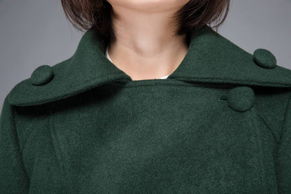 winter coat, mini coat, green coat, wool coat, women coat, asymmetric coat, coat with pockets, warm coat, vintage wool coat, coat C1227
