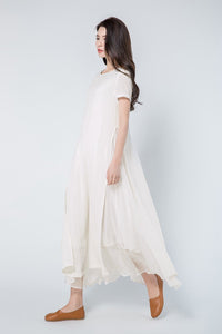 Maxi Linen Loose Casual Long Woman Dress C1101
