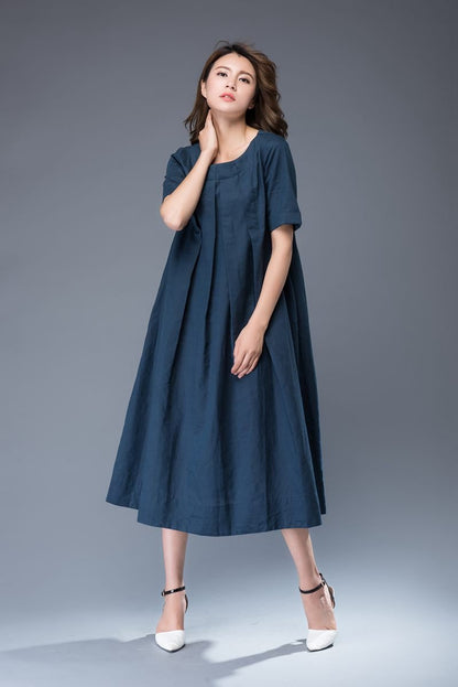 Linen Dress, linen tunic, tunic dress, linen dress midi, plus size linen tunic, linen womens clothing, loose linen tunic, casual dress C940