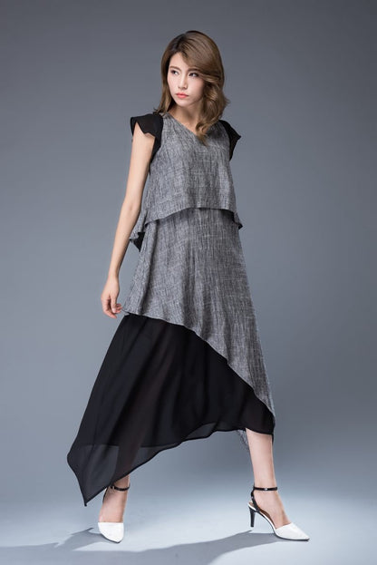 Gray linen dress, linen dress, long linen dress, Womens dress, maxi dress woman, summer dress, linen dress long, womens linen dress C932