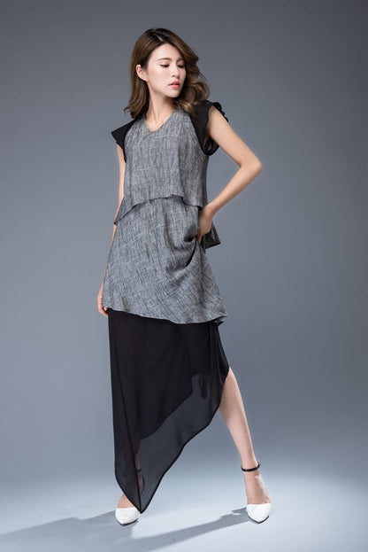Gray linen dress, linen dress, long linen dress, Womens dress, maxi dress woman, summer dress, linen dress long, womens linen dress C932