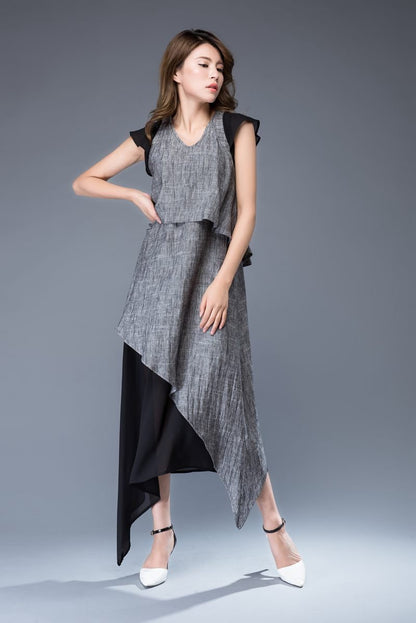 Gray linen dress, linen dress, long linen dress, Womens dress, maxi dress woman, summer dress, linen dress long, womens linen dress C932