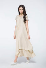 Load image into Gallery viewer, plus size linen, linen dress, long linen dress,  loose dress, beige linen dress,  summer linen dress, womens linen clothes, dress C1071
