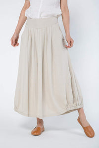 beige linen skirts, long linen skirt, linen womens skirt, linen summer skirt, elastic waist skirt, skirt with posckets C1104