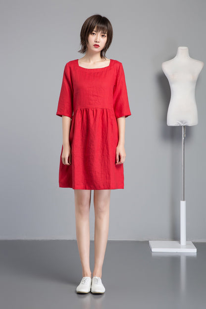 Shift dress, Linen simple dress, Basic linen dress, Loose linen dress, Washed linen dress, Linen tunic, womens dresses C1260