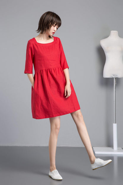 Shift dress, Linen simple dress, Basic linen dress, Loose linen dress, Washed linen dress, Linen tunic, womens dresses C1260
