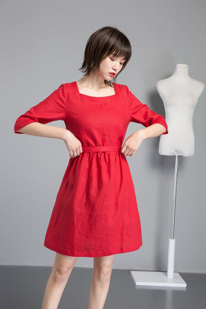 Shift dress, Linen simple dress, Basic linen dress, Loose linen dress, Washed linen dress, Linen tunic, womens dresses C1260
