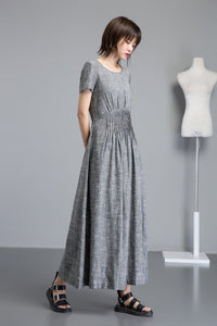 Short sleeve maxi dress C1255#