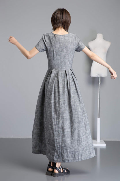 Short sleeve maxi dress C1255#
