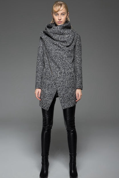 Black coat, Wool coat, winter coat, womens coat, black wool coat, Asymmetrical coat, warm winter coat, womens wool coat, warm coat C745