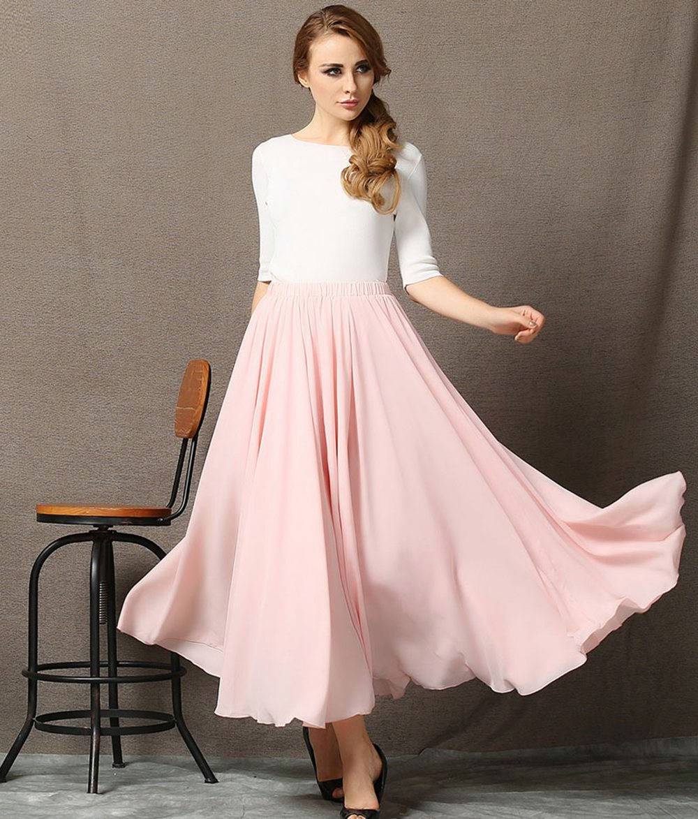 Chiffon Skirt, womens skirts, pink chiffon skirt, floaty maxi skirt, c YLISTYLE Chiffon Skirt, womens skirts, pink chiffon skirt, floaty maxi skirt, c YLISTYLE