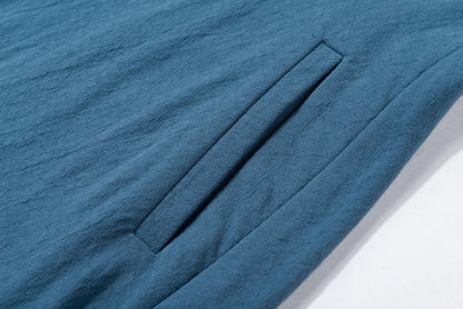 linen loose summer dress with long sleeves and pockets C1235