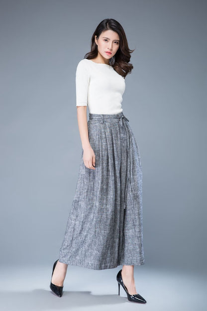 linen pants, linen trousers, high waisted trousers, wide leg pants women, grey linen pants, palazzo pants, linen pants women C1039