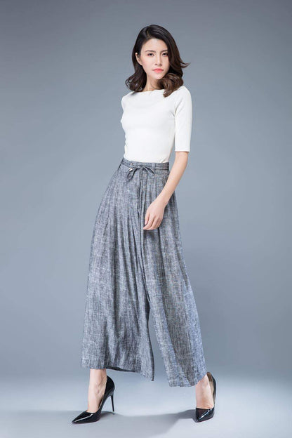 linen pants, linen trousers, high waisted trousers, wide leg pants women, grey linen pants, palazzo pants, linen pants women C1039