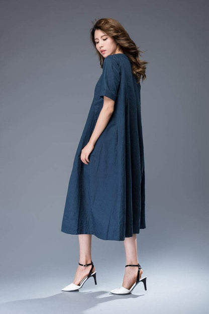 Linen Dress, linen tunic, tunic dress, linen dress midi, plus size linen tunic, linen womens clothing, loose linen tunic, casual dress C940