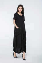 Load image into Gallery viewer, Linen dress, long linen dress, linen dress maxi, summer dress, linen dress women, black linen dress, casual dresses, oversized dress C1060

