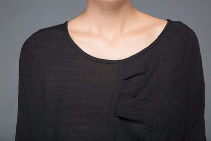 Tops, Black top, linen shirt, blouses woman, shirt dress, irregular shirt, long shirt, womens shirts, side split top, tops for women C1150