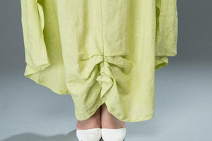 lime green linen dress, linen dress, long linen dress, maxi dress, sleeveless dress, womens dress C920