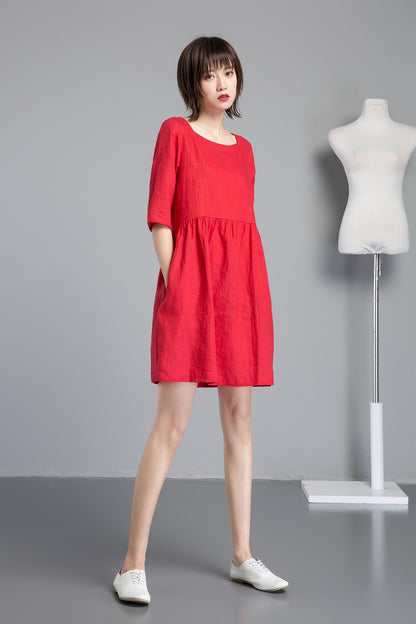 Shift dress, Linen simple dress, Basic linen dress, Loose linen dress, Washed linen dress, Linen tunic, womens dresses C1260