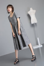 Load image into Gallery viewer, short sleeve linen midi dress C1254#

