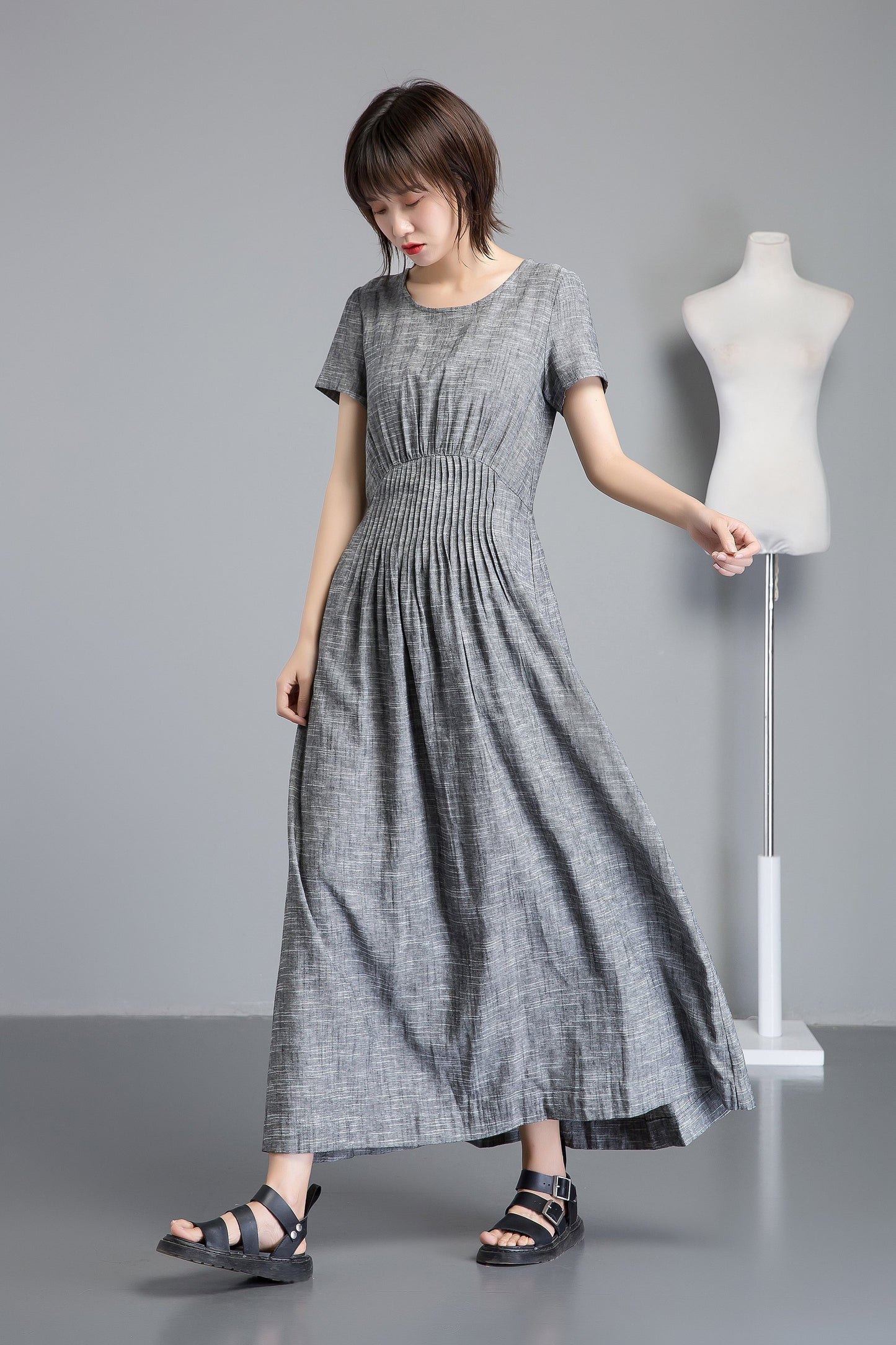 Short sleeve maxi dress C1255#