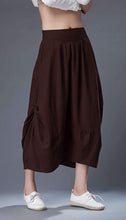 Load image into Gallery viewer, brown midi womens linen summer skirt C864
