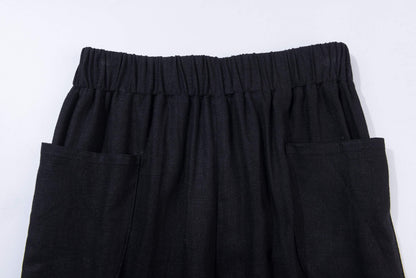 black long linen pants with pocket C1263